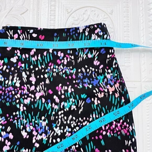 Talbots Mini Skirt 2P Black Green Purple Cotton Stretch Pencil Straight Zip EUC - Picture 6 of 8